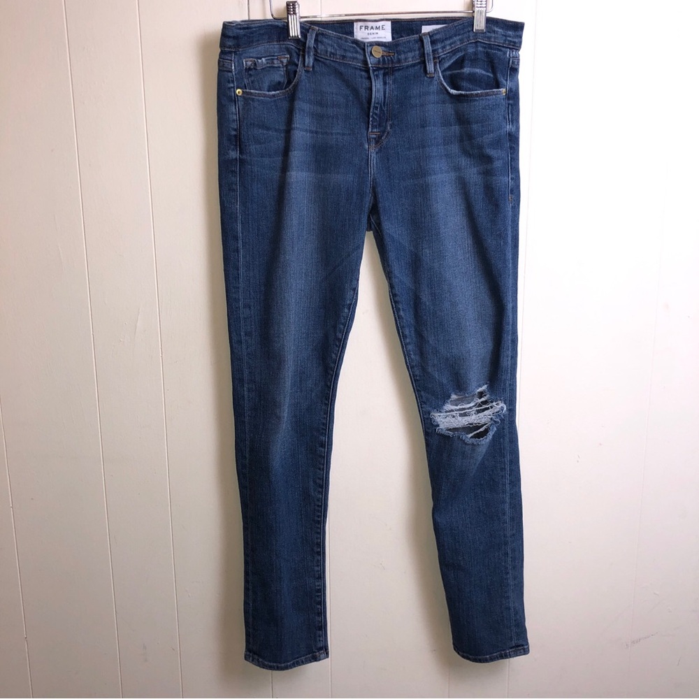 Frame Denim Le Garcon Copper Relaxed Slim Boyfriend Distressed Jean size 29